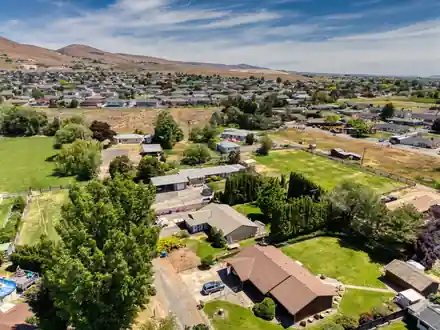 High, wide aerial view over the valley